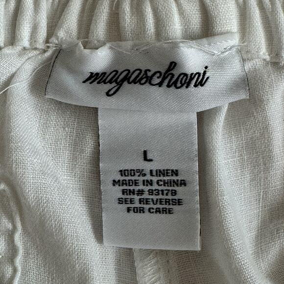 MAGASCHONI Women’s 100% Linen Cargo Jogger Pants Size Large Drawstring Pockets - Picture 8 of 9